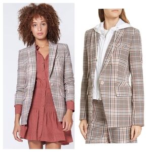 Veronica Beard 2 Fuller Cotton Houndstooth Tweed Dickey Jacket Blazer